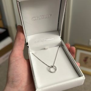 Crislu Pave Open Circle Necklace Finished in Pure Platinum
